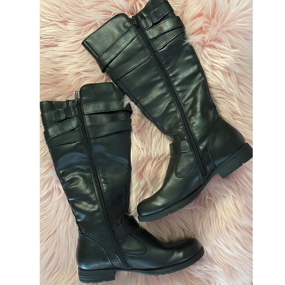 b.o.c. Black wrap buckle faux leather riding boots - Picture 4 of 4